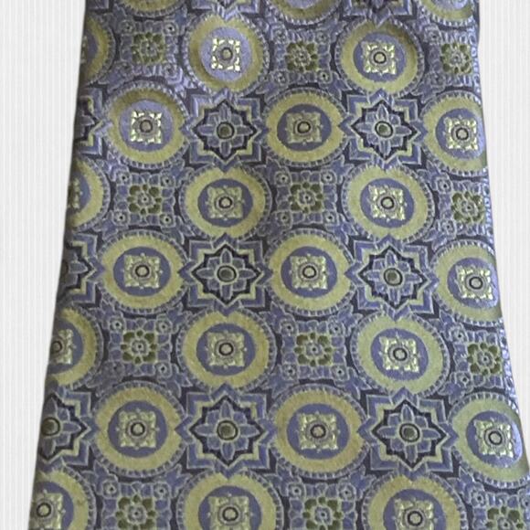 IKE BEHAR for Neiman Marcus Periwinkle Blue Green Textured Repp Silk Tie - Picture 4 of 12